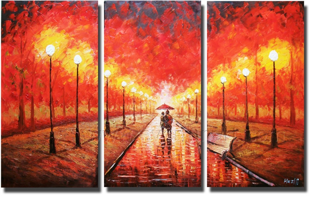 Framed 3 piece canvas wall art handpainted home decoration landscape oil painting !Free Shipping !