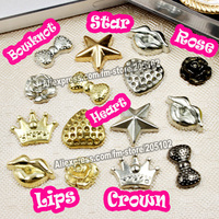 Mix DIY Themes Accessories Flat Back Punk Stud ABS Rose Star Heart Rivet Bead for Bag craft, Glue on beads phone case