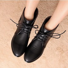Women Flat Martin Boot England style Pointed Toe with woolen Inside/ Female Flat Martin Boot