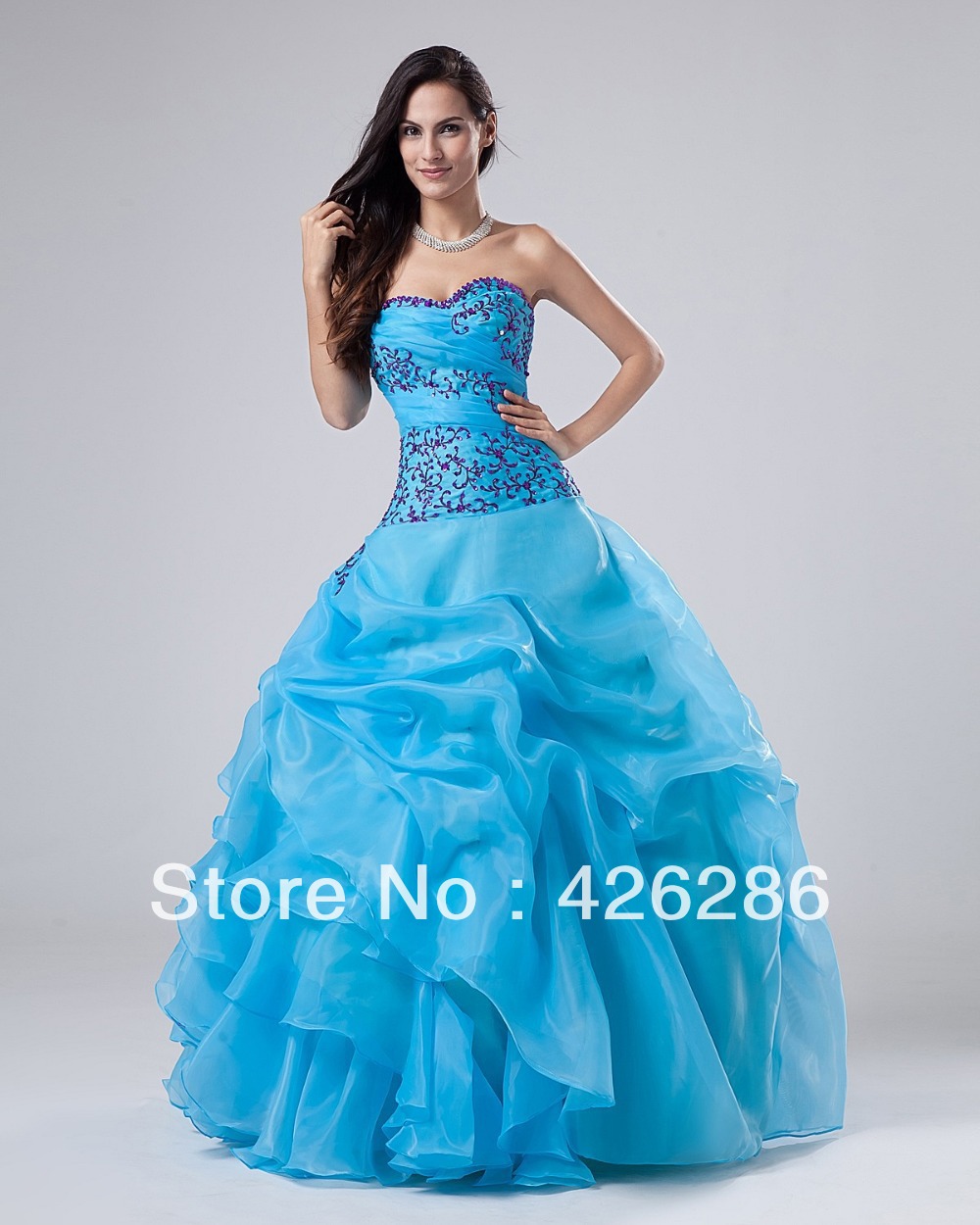 2013 New Elegant A Line Beading Quinceanera Dresses Bule Lace Up Back Dress Quinceanera Oganza Size