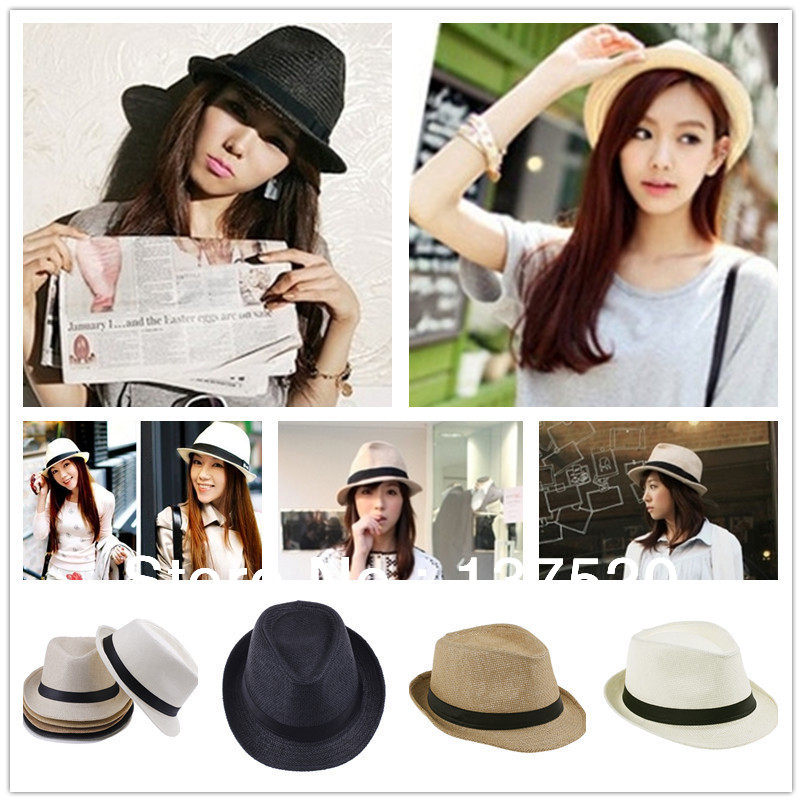 Moda das mulheres Mens Unisex Fedora Trilby Gangster Cap verão praia sol p