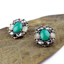 ed00396 shijie New Styles 2015 Fashion Jewelry Brincos Elegant Antique Resin Round Stud Earrings