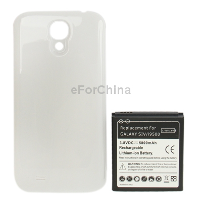 5800mAh Replacement Mobile Phone Battery Cover Back Door for Samsung Galaxy S IV i9500