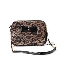 Vintage Lace Cross body Shoulder Chain Bag Purse IT bag with Black Bowknot
