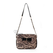 Vintage Lace Cross body Shoulder Chain Bag Purse IT bag with Black Bowknot