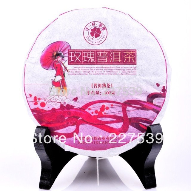 pu116 promotion Yunnan Pu er tea roses puer cha ripe Puer tea cake beauty puer 100