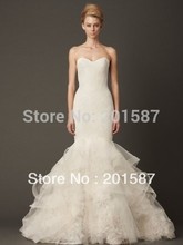 2014 latest cotton lace fishtail wedding dress package hip Slim tailored wedding dress