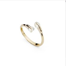 J1341C CARINA JEWELRY 18K Gold Plated Fashion Design Twin Zircon CZ Diamond Engagement Rings for Woman