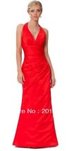 2013 New Sexy V-neck halter folds long paragraph Slim waist bright red evening dress prom dress