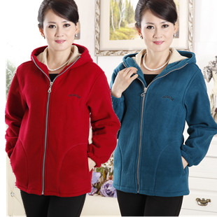 New arrival quinquagenarian women s autumn and winter mother clothing thickening fleece sweatshirt polar fleece fabric