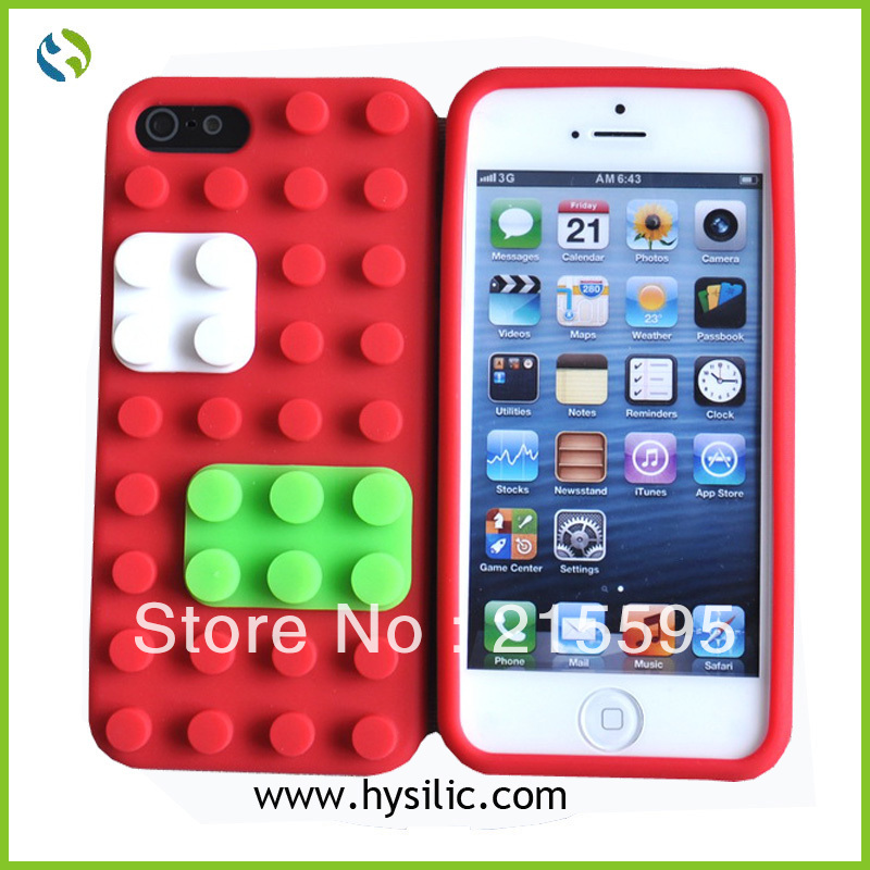 3d building block silicone cheap mobile phone case for iphone 5(China 