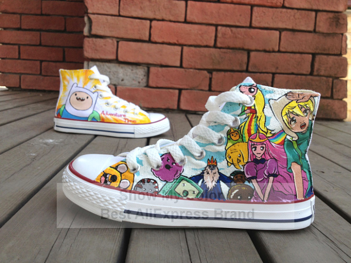 Adventure Time Men Women Cartoon Shoes High Top Canvas Sneaker Hand Painted Shoes