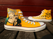 New Anime Shoes One Piece Trafalgar Law Hand Painted High Top Yellow Canvas Sneaker for Men