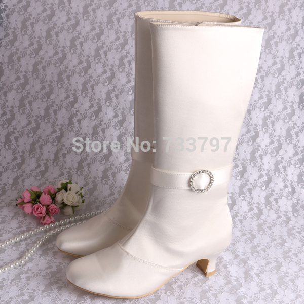 Magic Bride Name Brand Ribbon Bridal Wedding Boots Ivory Lace Short