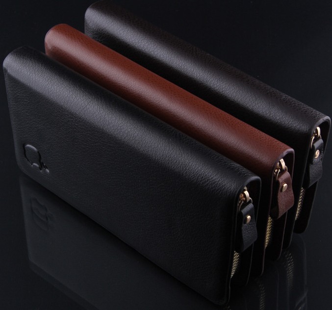 M02 new 2014 brand genuine leather men s wallet clutch carteira money bags for men black