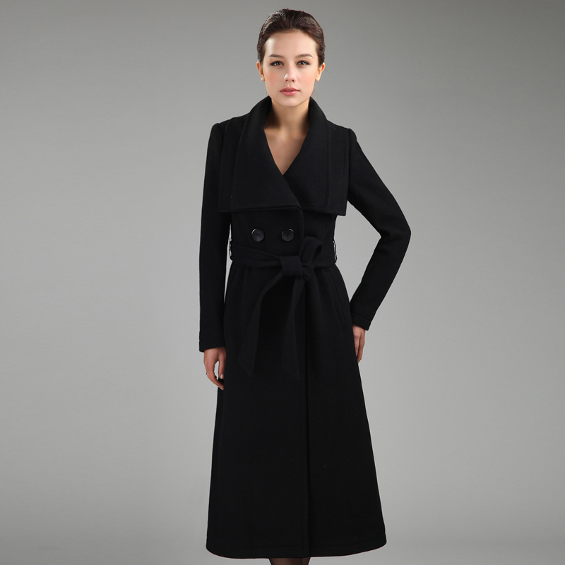 Womens Long Black Winter Coat - JacketIn