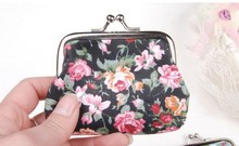 Free shipping the new fashion women rose floral cloth cloth zero purse, key package