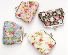 Free shipping the new fashion women rose floral cloth cloth zero purse key package