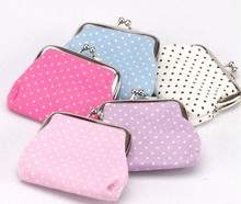 Free shipping the new fashion women rural cloth art is small dot zero wallet, mouth gold package, button bag