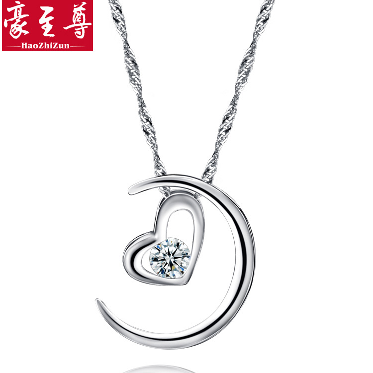 Silver 925 pure silver necklace short design pendant marriage jewelry box heart