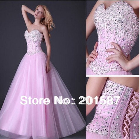 Stunning Sequins Beaded Corset Evening Formal Ball gown Party Prom Dresses Long