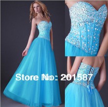 Stunning Sequins Beaded Corset Evening Formal Ball gown Party Prom Dresses Long