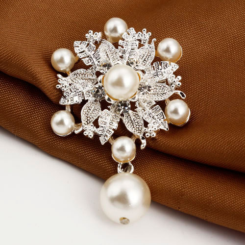 Free Shipping Gift Fashion Wedding Brooch Crystal Flower Pearl Pins Women Brooch jewelry