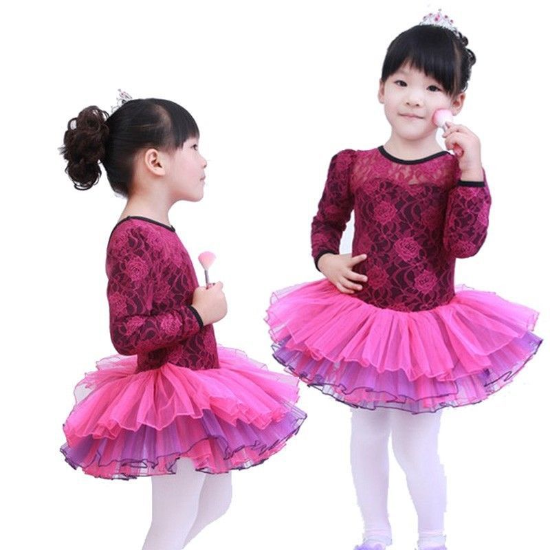 Fairy Dress Ballet Tutu Dance Costume Dk Pink 5-7 Year Polyester Stretch Leotard 