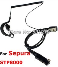 2X Brand New Black PTT MIC G Shape Earpiece Headset for Sepura STP8000 walkie talkie accessories