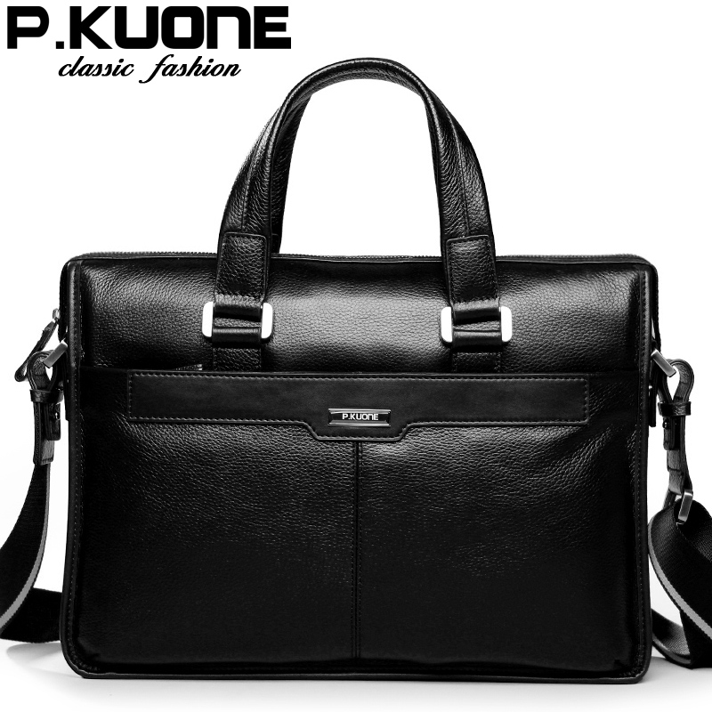 2014 New P.kuone Men Bag Brand Handbag Genuine Leather Bags Cowhide
