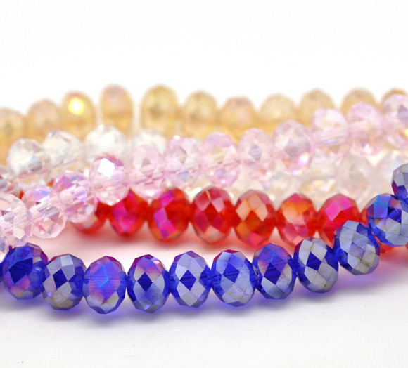 5 Strands Mixed Faceted Crystal Glass Beads 6mm 42cm