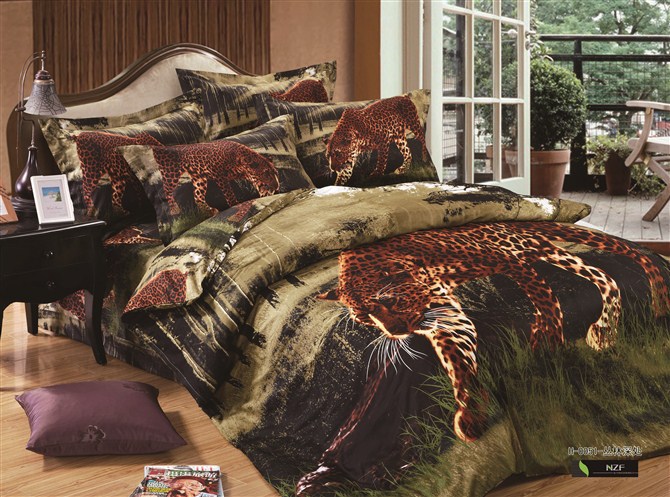 3D Leopard Print Bedding Set Full/Queen Size,Manly Cheetah Comforter ...