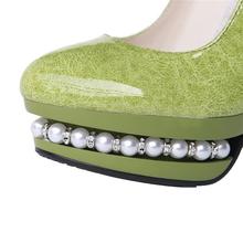 spring and autumn shoes ultra high thin heels patent leather beading pumps elegant women s shoes