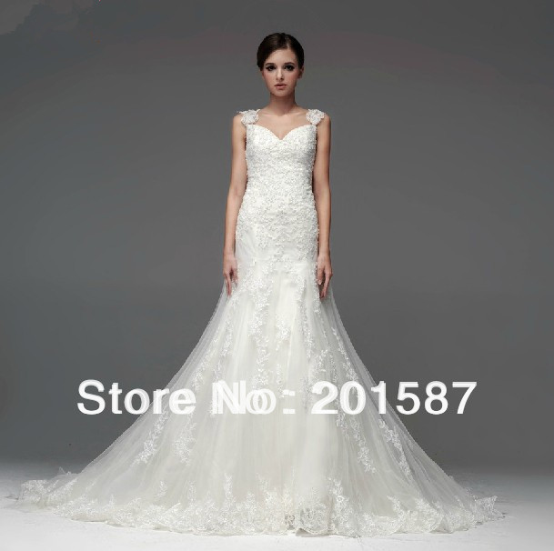 High grade custom made wedding dresses the new 2013 yards strappy white wedding dress