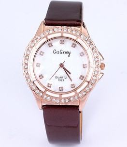 2014 New GoGoey fashion brand watch princess style diamond jewelry arenaceous crystal leather strap women dress