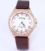 2014 New GoGoey fashion brand watch princess style diamond jewelry arenaceous crystal leather strap women dress watches 13.8