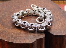 Fine retro cool 925 sterling silver men s bracelet bangle Hot Sale Free Shipping rock style