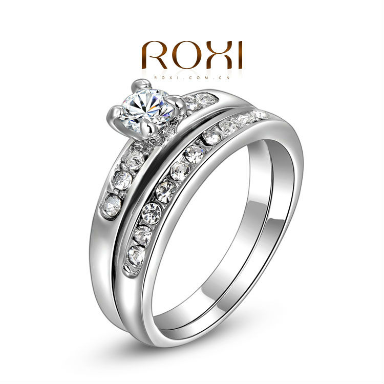 ROXI fashion women jewelry fashion weddings double rings wholesale best Christmas gifts party rings