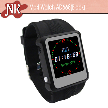 2013 новые мода Mp4 часы-плеер FM радио Mp3 / Mp4 часы черный ремешок бесплатная доставка