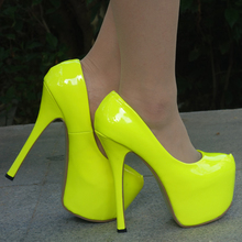 Fashion normic candy color neon ultra high heels shoes 16cmt japanned leather high heeled shoes plus