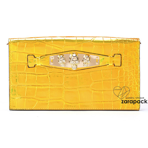 Women handbag IT BAG Hologram Metallic Skull Clutch Purse Cross body Chain Shoulder Bag PU leather