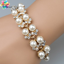 Min order $10 (Mix order)Beautiful Gril’s Fashion Rhinestone With Pearl Bracelet Jewelry Wholesale[3263-A25]