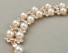 2014 Mix order Beautiful Gril s Fashion Rhinestone With Pearl Bracelet Jewelry Wholesale 3263 A25 