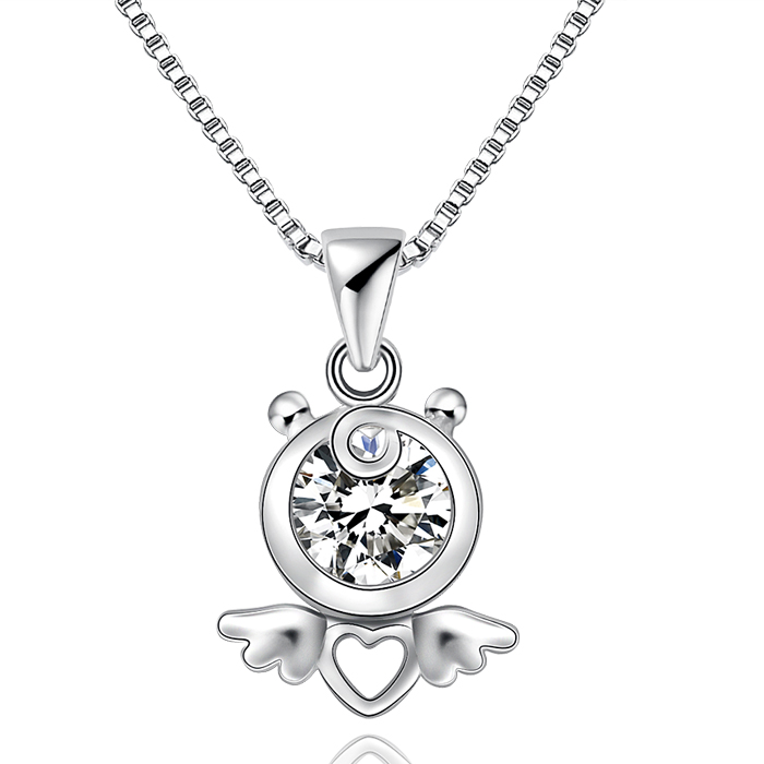 Free Shipping Accessories silver zircon crystal necklace cupid women birthday gift fashion jewelry