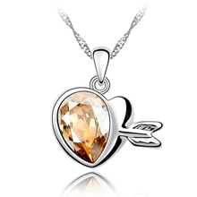 Retailing Min.order is $15 (mix order) K 142 – environmental protection-Crystal necklace Cupid love in heart  6 color