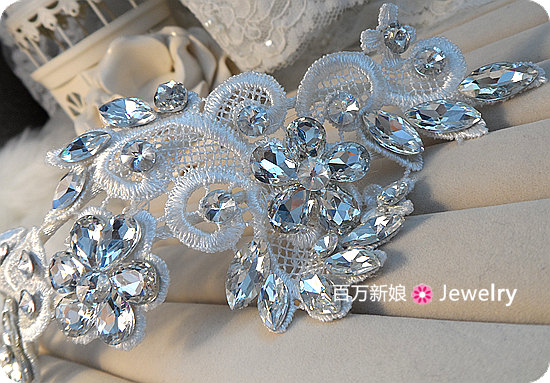 Excellent water soluble lace gem rhinestone the bride hair accessory hair accessory hair accessory soft hair
