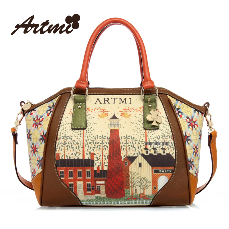 Artmi2013 women s handbag sweet vintage print smiley the trend of the big cross body handbag