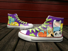 Adventure Time Purple Shoes Canvas Hand Painted High Top Sneaker for Men Women