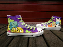 Adventure Time Purple Shoes Canvas Hand Painted High Top Sneaker for Men Women