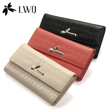 2014 new women Lwq crocodile pattern  day clutch genuine leather  female long design female  cowhide   wallet handbag